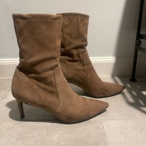 Stuart Weitzman taupe sock booties